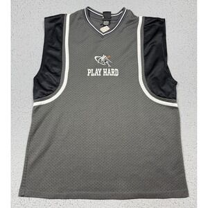 VTG AND1 Tank Top Mens XL Gray Sleeveless Play Hard 4 Mesh Basketball Jersey